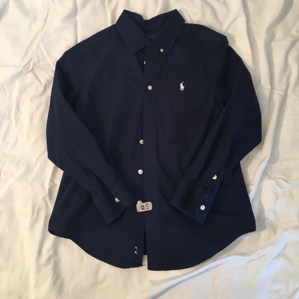 Boys Polo dress shirt. Navy. Size 10